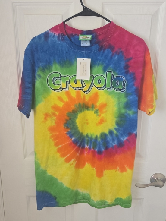 Crayola Tops - Crayola Adult Unisex Tie-Dye Spiral Logo T-Shirt - Multicolor Size Medium